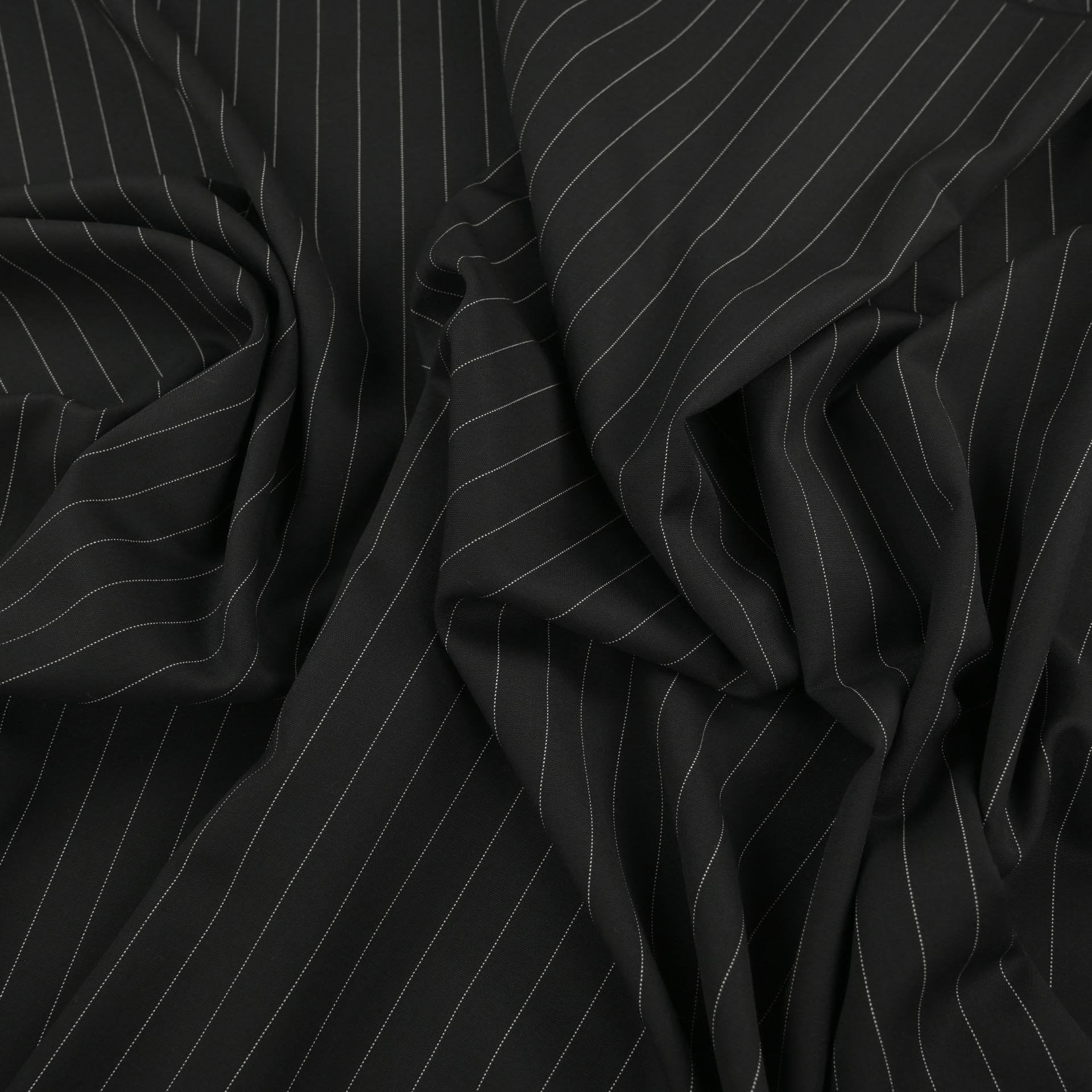 Black Pinstripe Suiting Fabric 97565