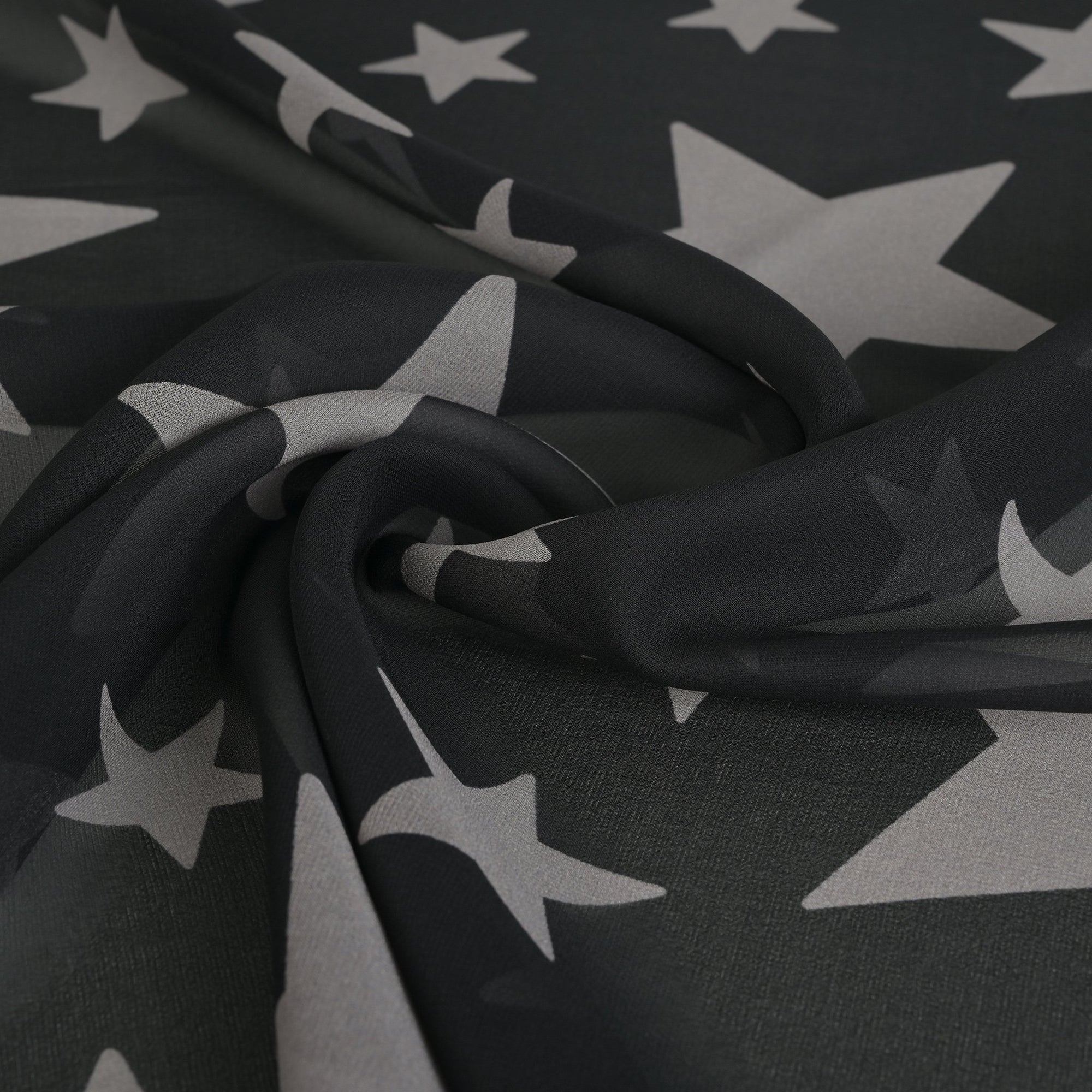 Black Printed Silk Fabric 8661
