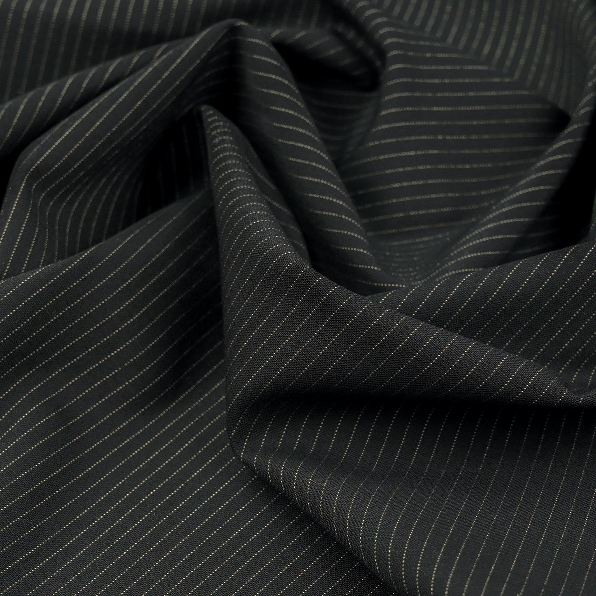 Black Striped Suiting Fabric 97396