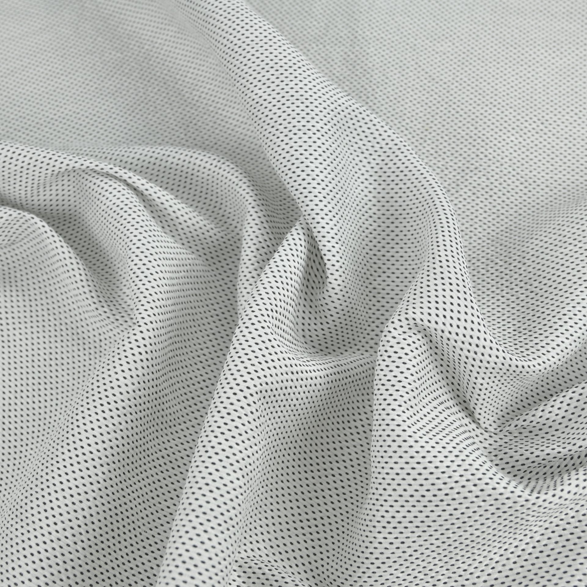 Black &amp; White Polkadot Silk Fabric 97600