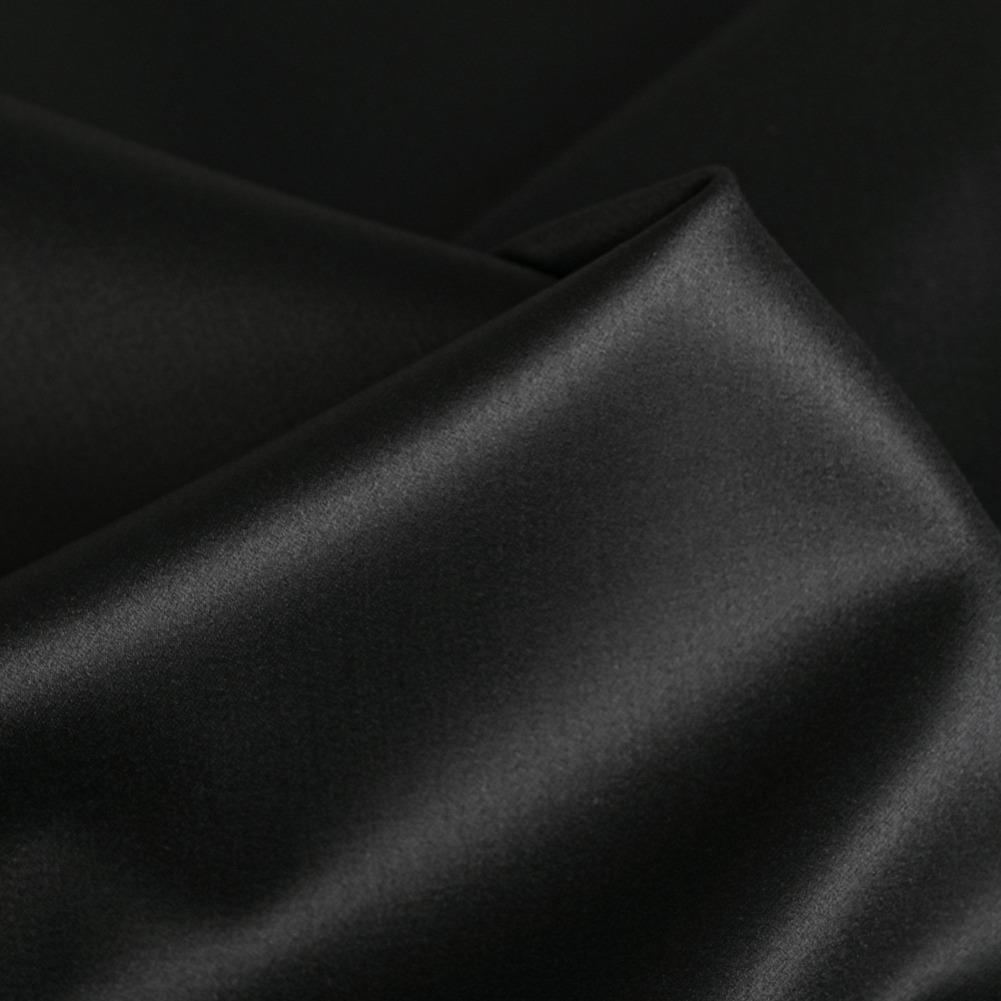 Black Wool Satin Fabric 4664