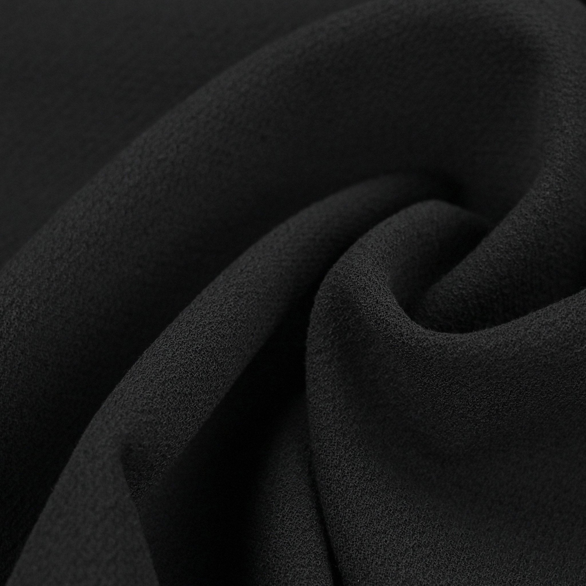 Black Woollen Crepe Fabric 97566