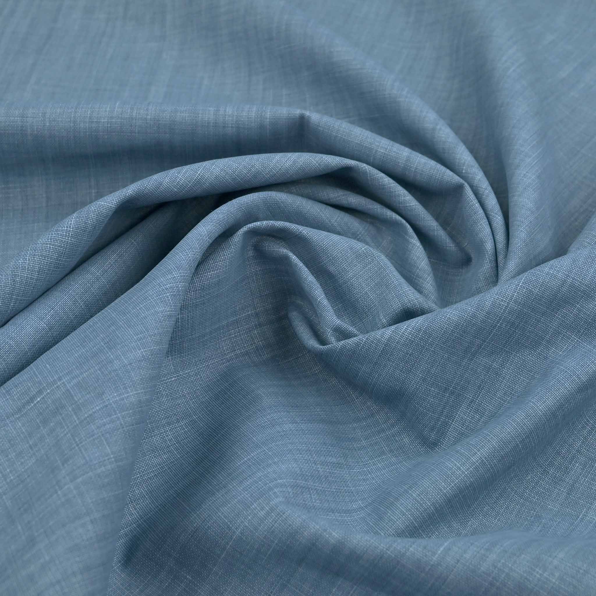 Blue Printed Linen Fabric 98623