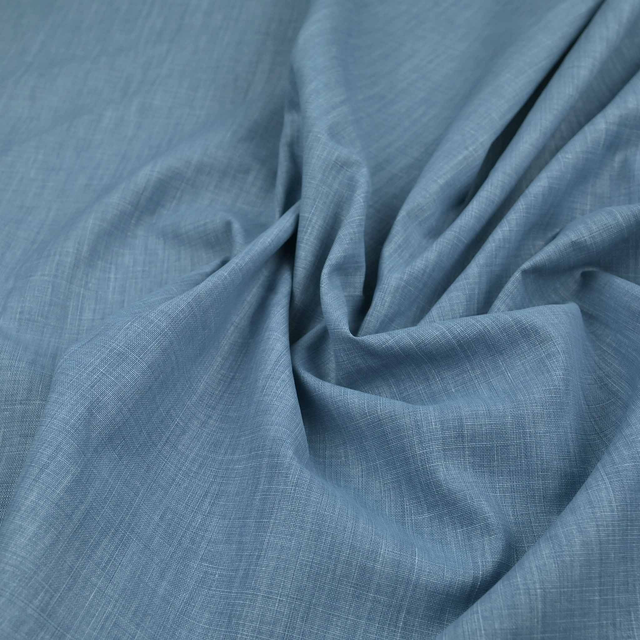 Blue Printed Linen Fabric 98623