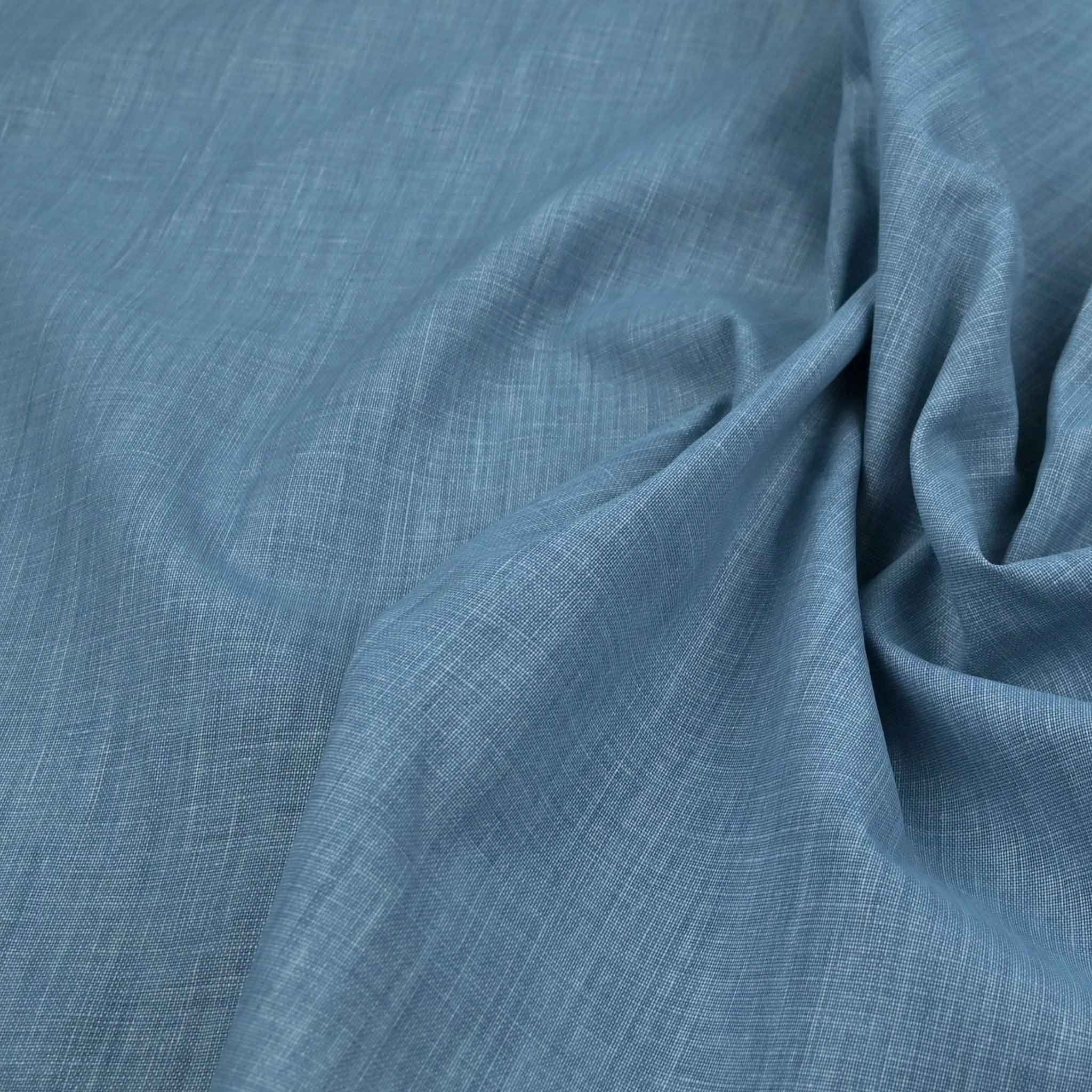 Blue Printed Linen Fabric 98623