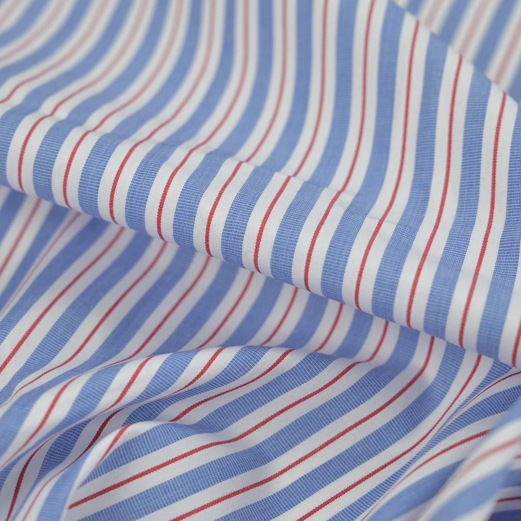 Blue Pop Line Blue Striped Poplin Fabric 97205 – Fabrics4Fashion