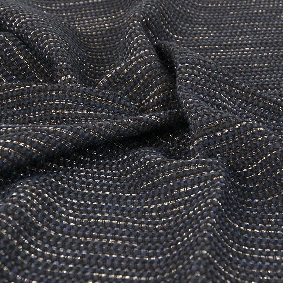 Blue and Silver Metal Boucl? Wool Blend 1792 - Fabrics4Fashion