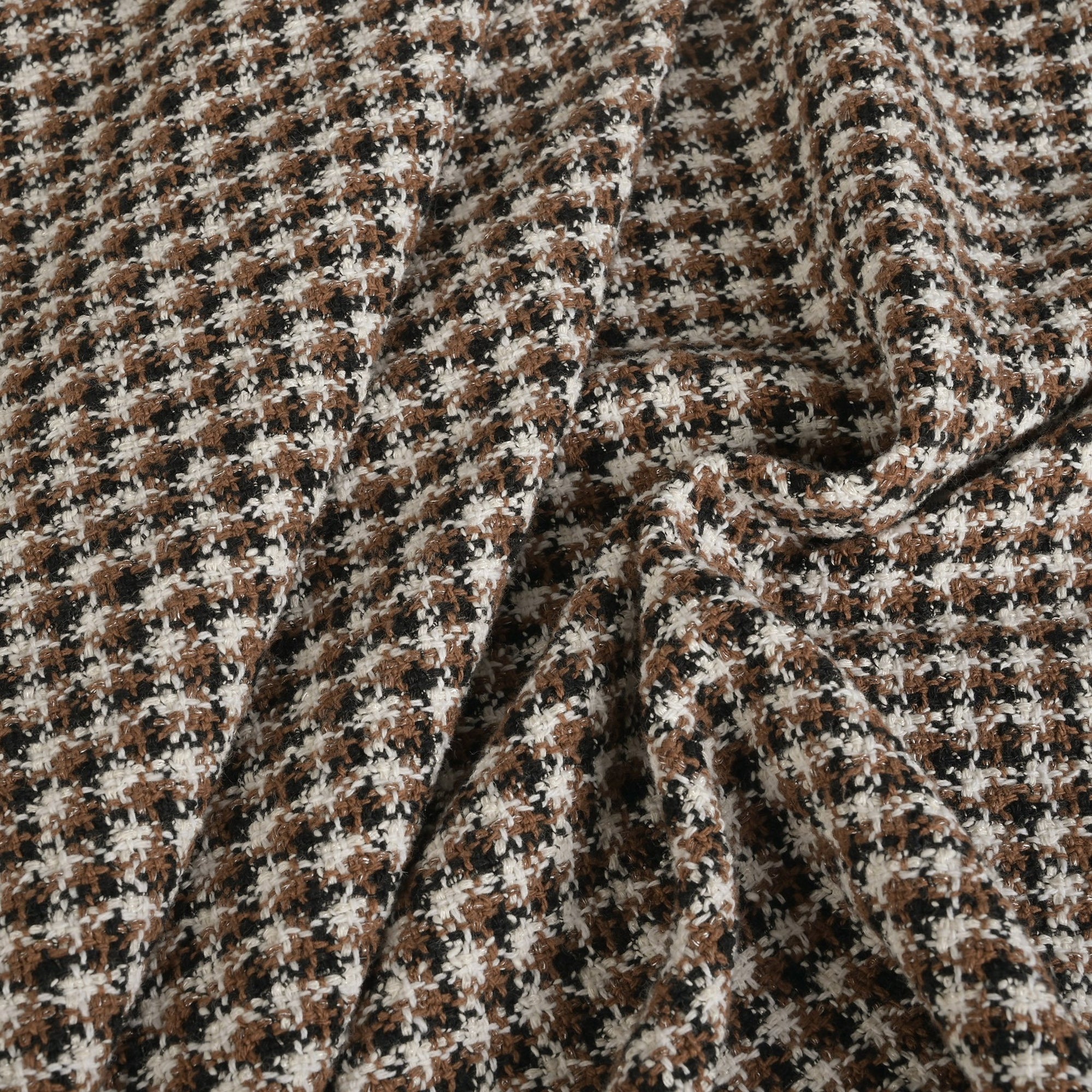 Brown &amp; White Houndstooth Tweed 4561