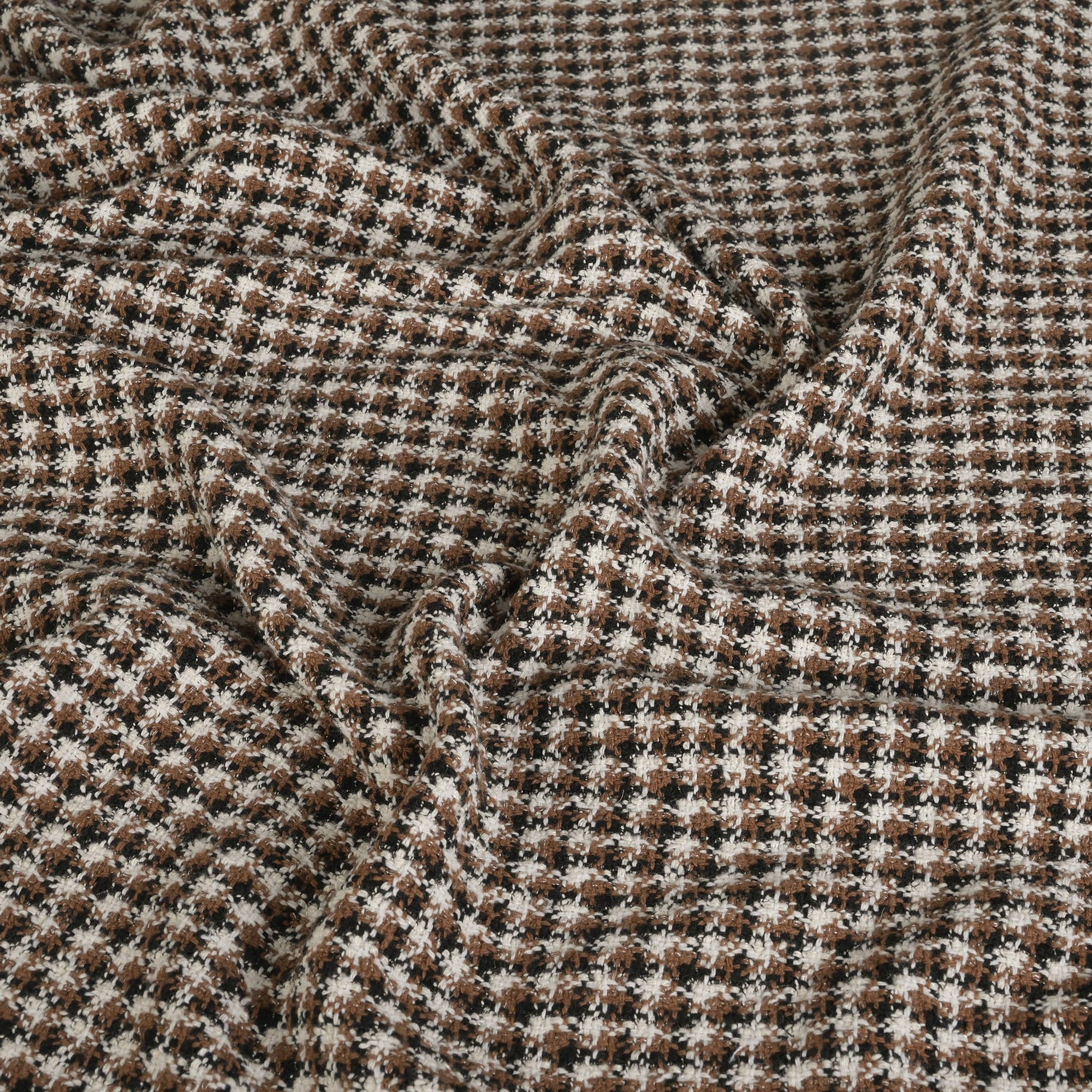 Brown &amp; White Houndstooth Tweed 4561