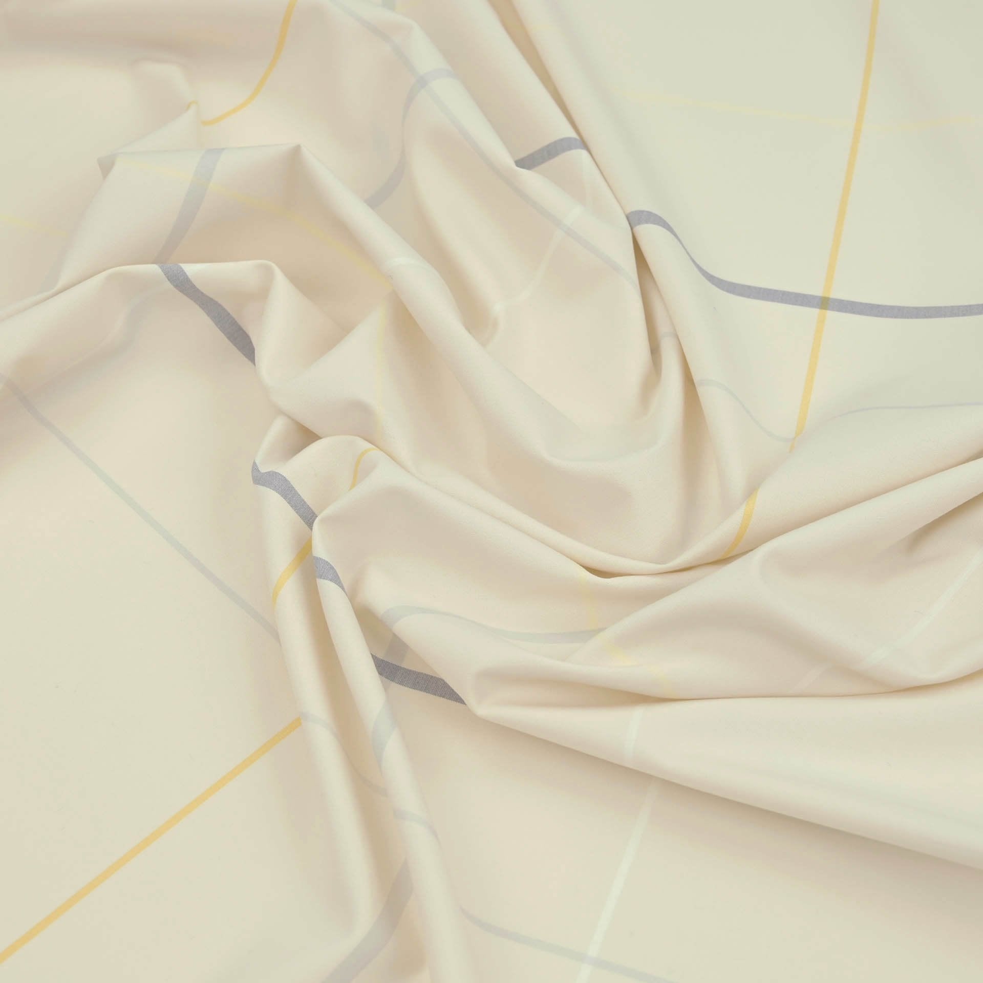 Cream Plaid Shirting Fabric 4711