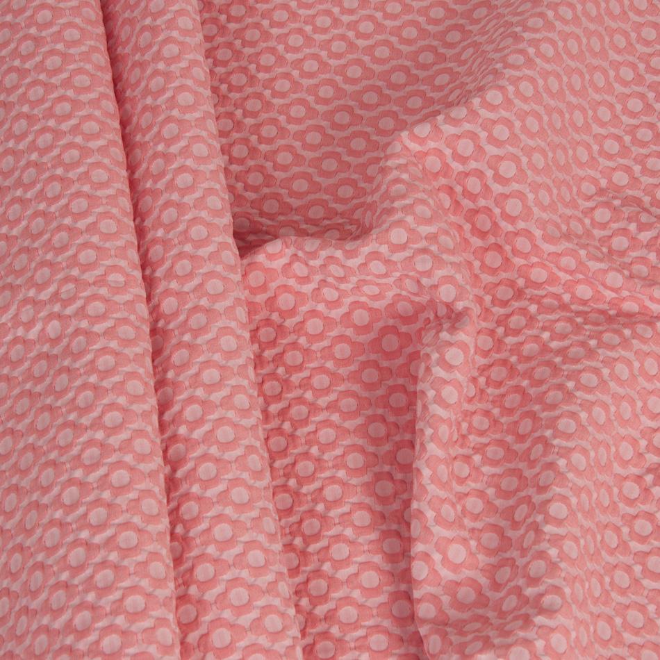 Geometric Coral Jacquard 1336 - Fabrics4Fashion