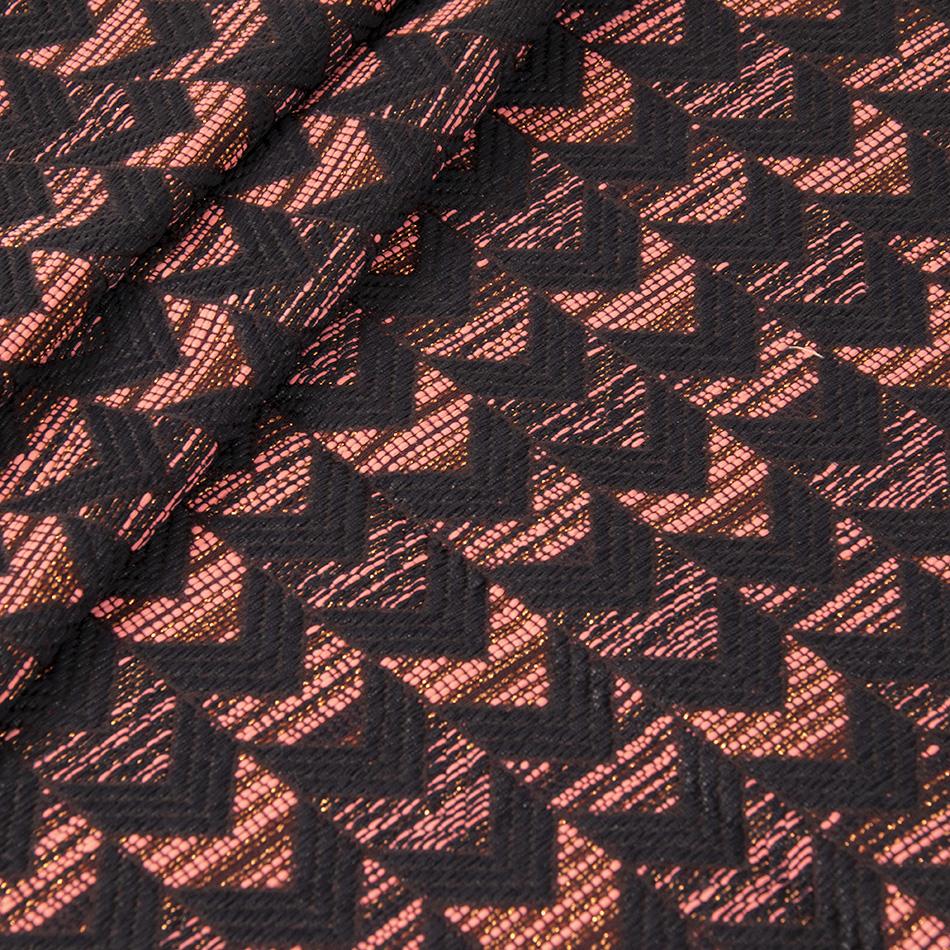 Geometric Ethnic Coral Black Jacquard 1699 - Fabrics4Fashion