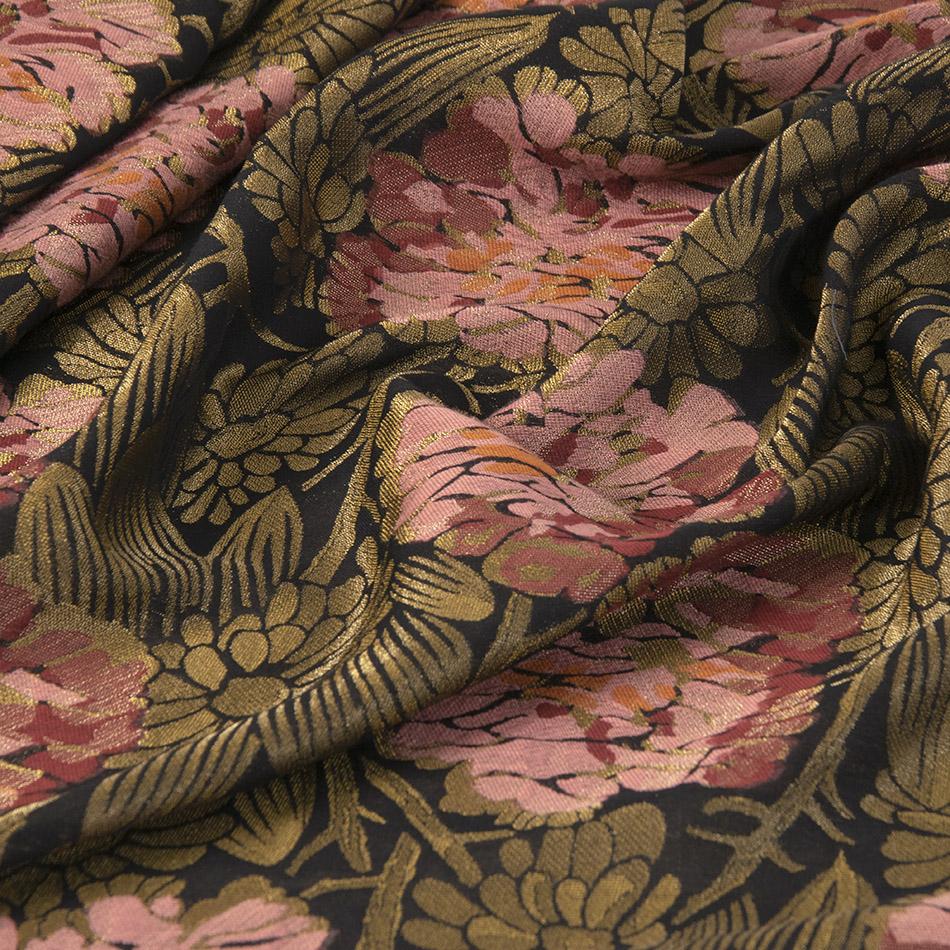 Gold Floral Jacquard 5038 - Fabrics4Fashion