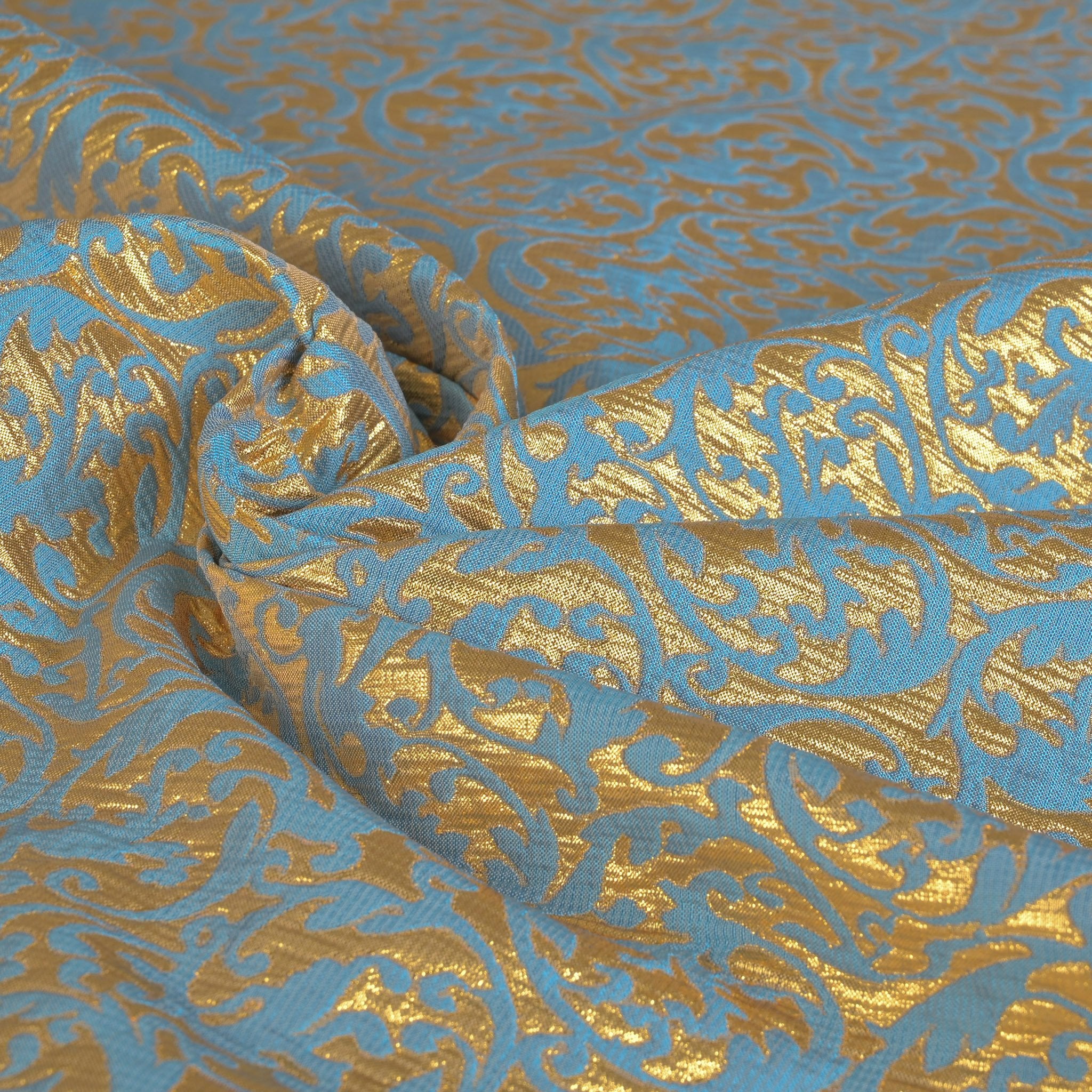 Gold and Blue Jacquard Fabric 96892