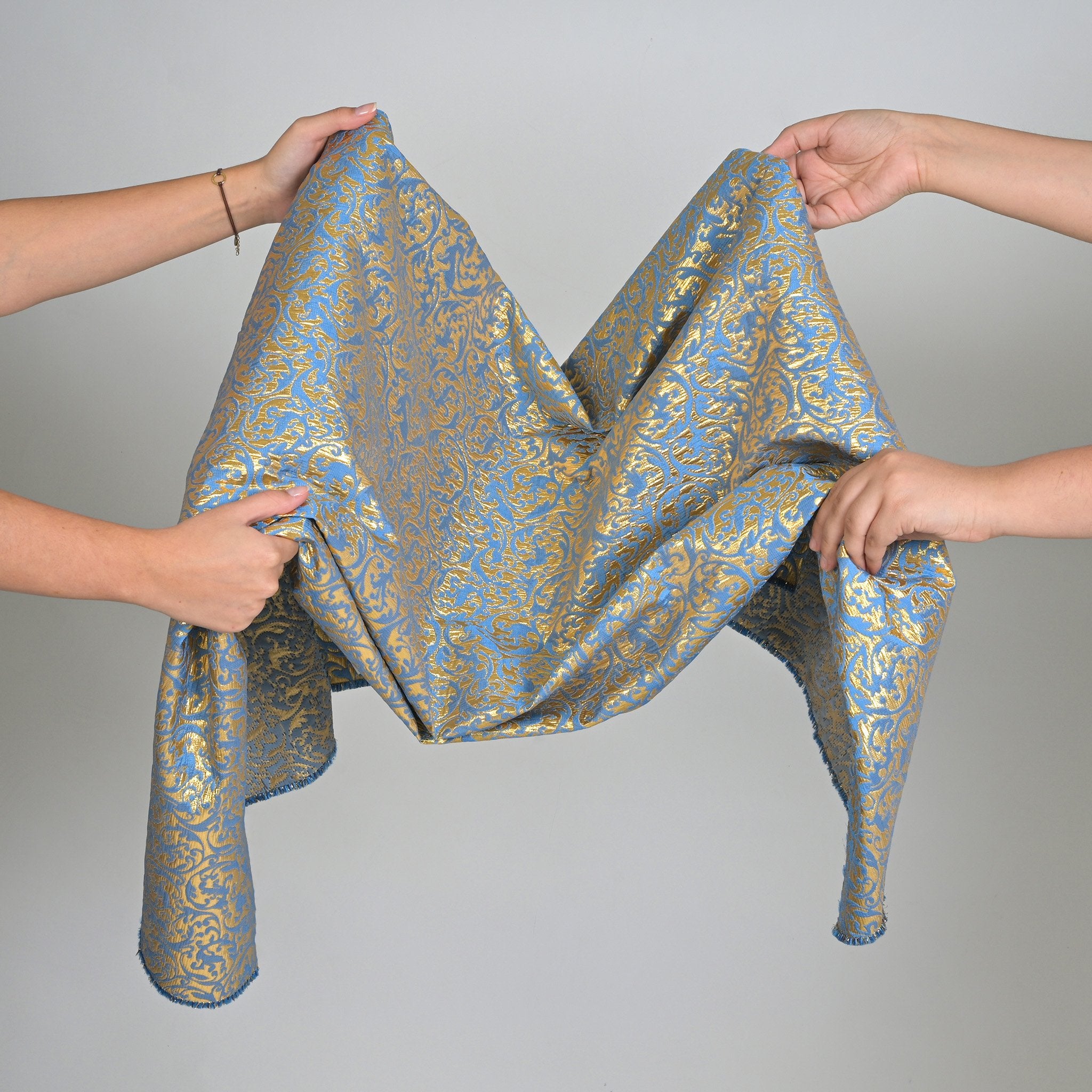 Gold and Blue Jacquard Fabric 96892