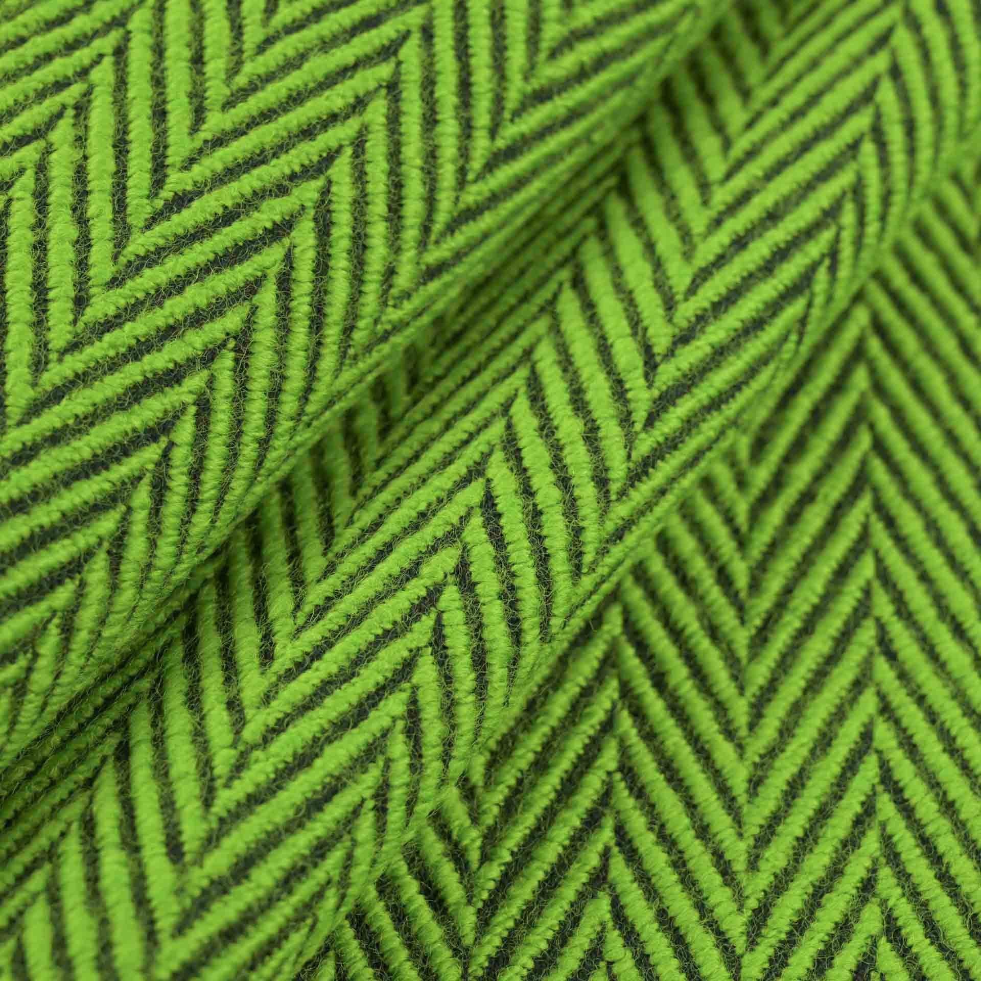 Green Herringbone Coating Fabric 3868