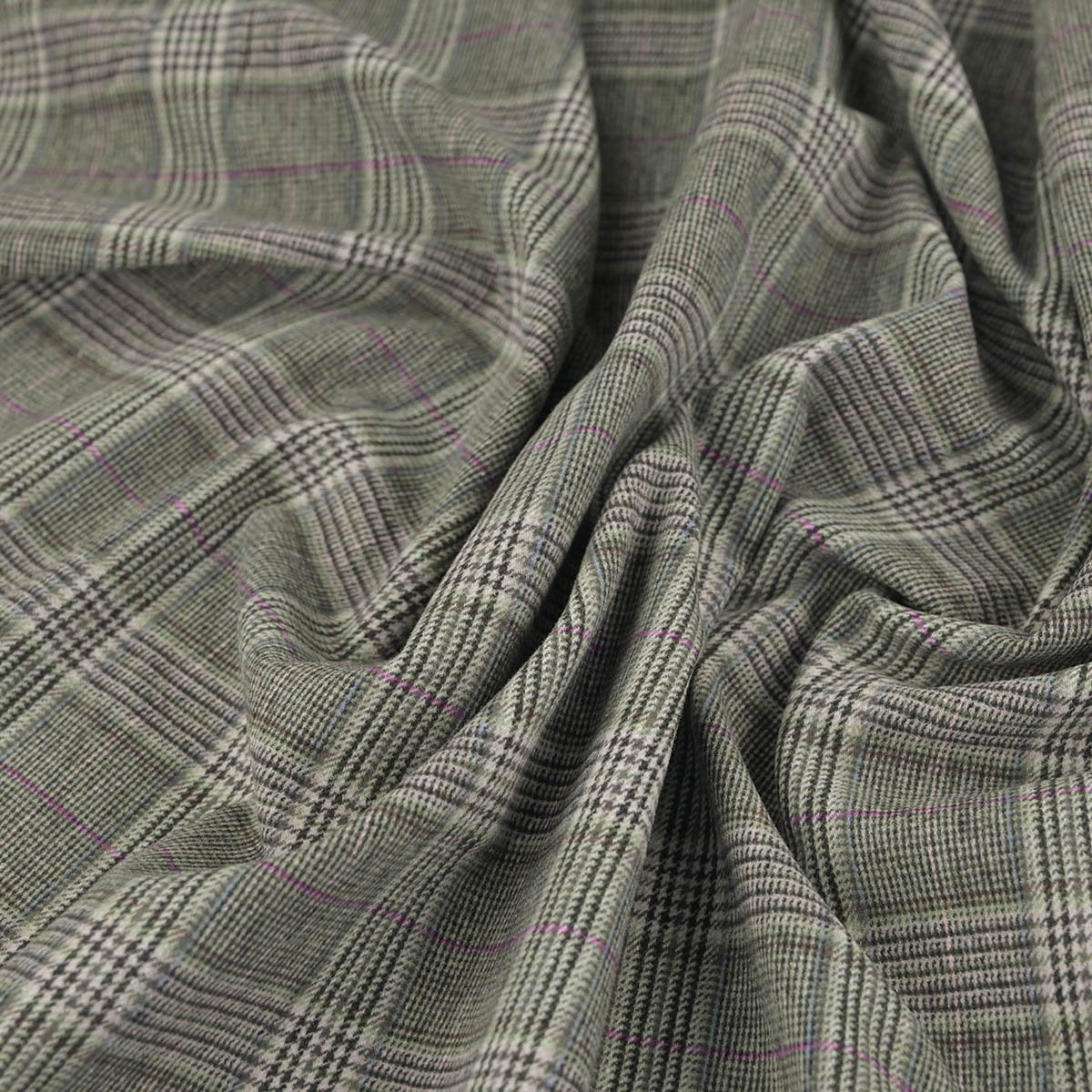 Grey Check Flannel Fabric 97540
