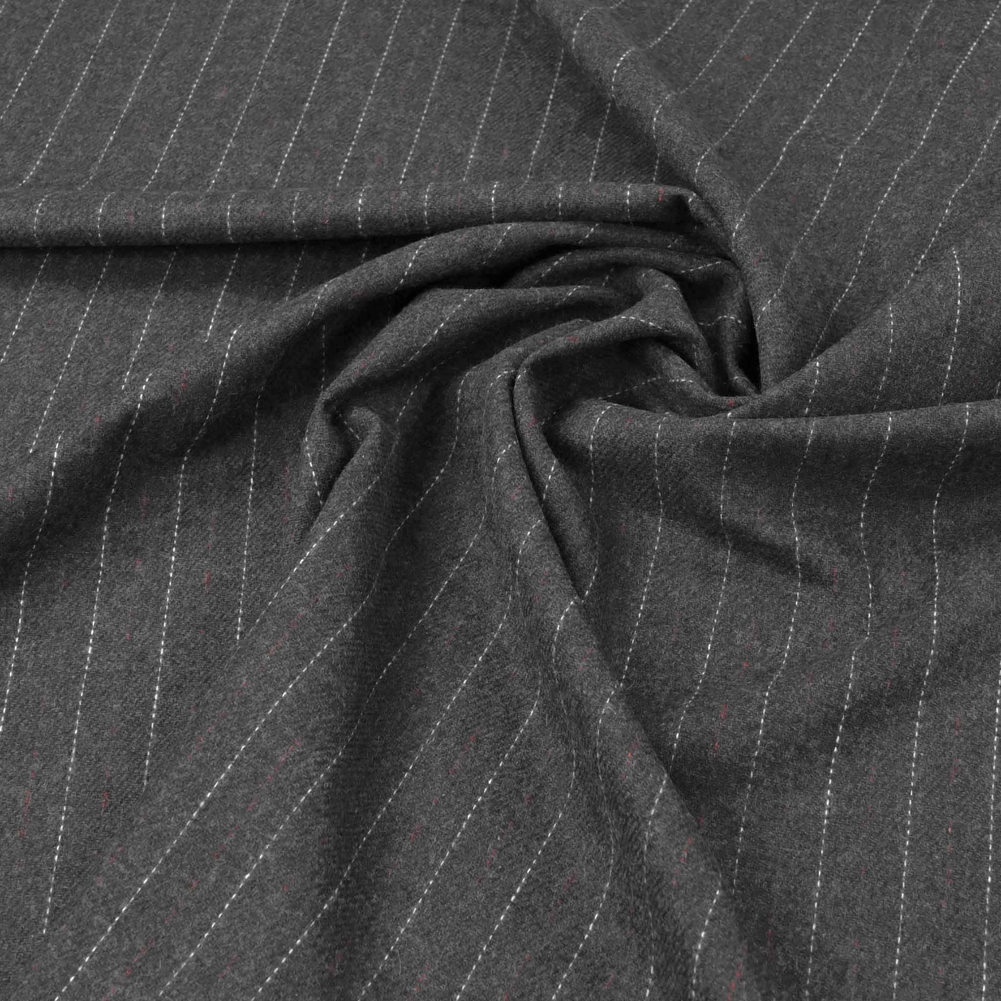 Grey Pinstripe Suiting Flannel 98227