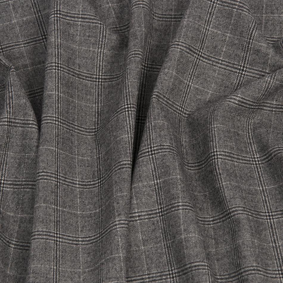 Grey Stretch Wool Check 992 - Fabrics4Fashion