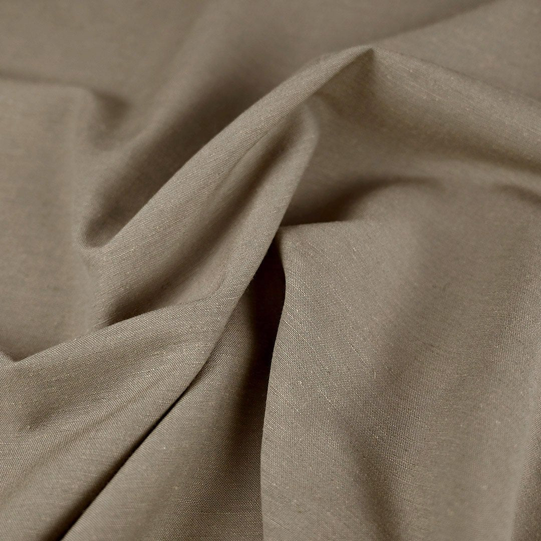 Khaki Beige Linen Blend Fabric