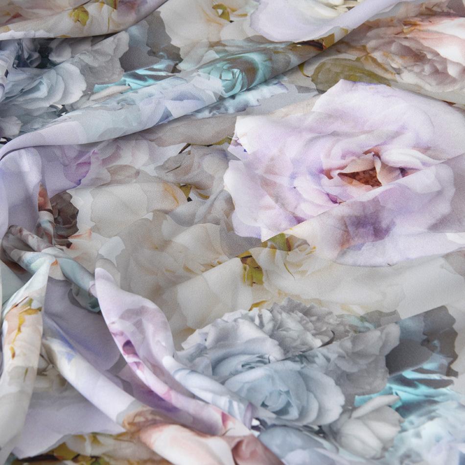 Lilac Floral Printed Fabric 2104 - Fabrics4Fashion
