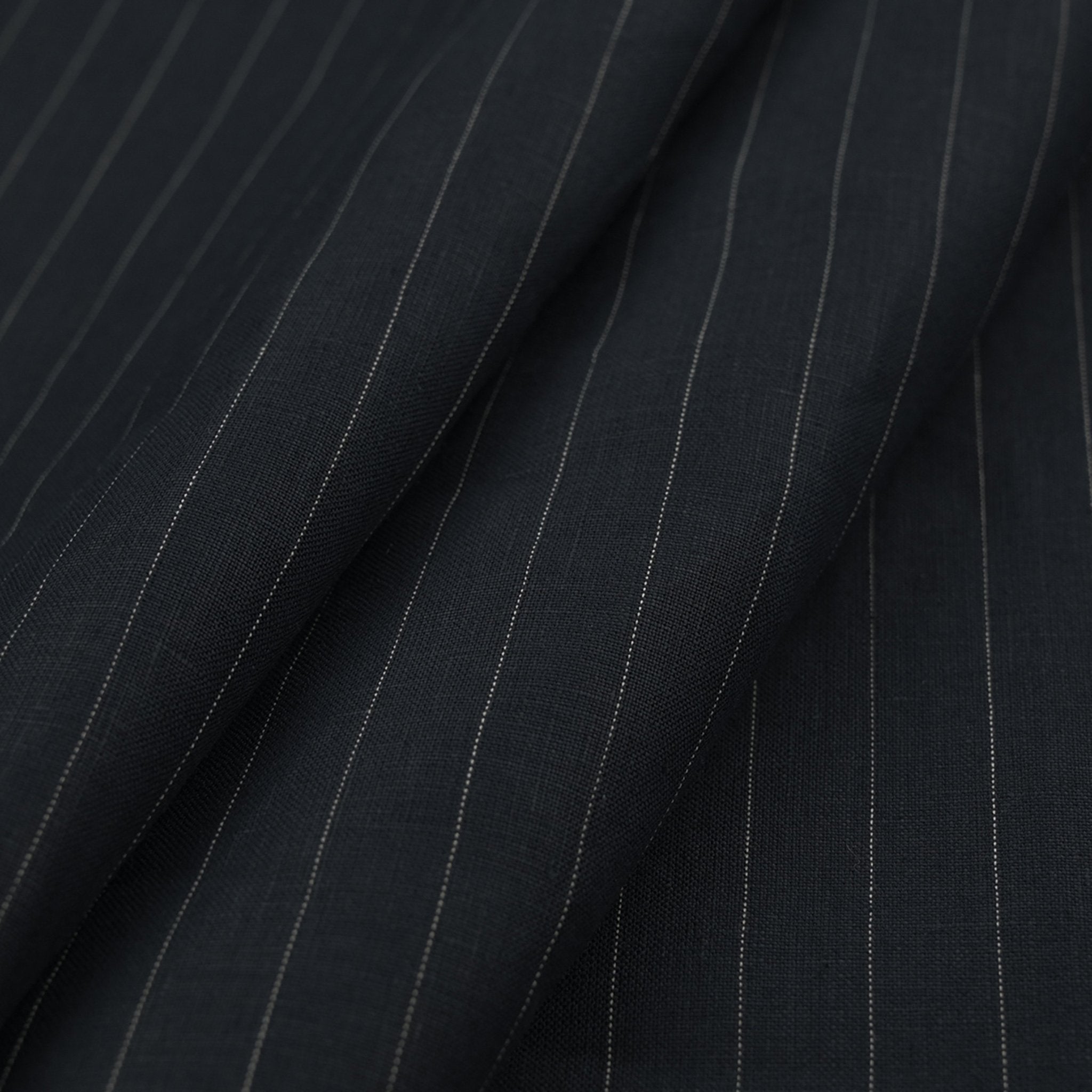 Midnight Pinstripe Linen Fabric 97573