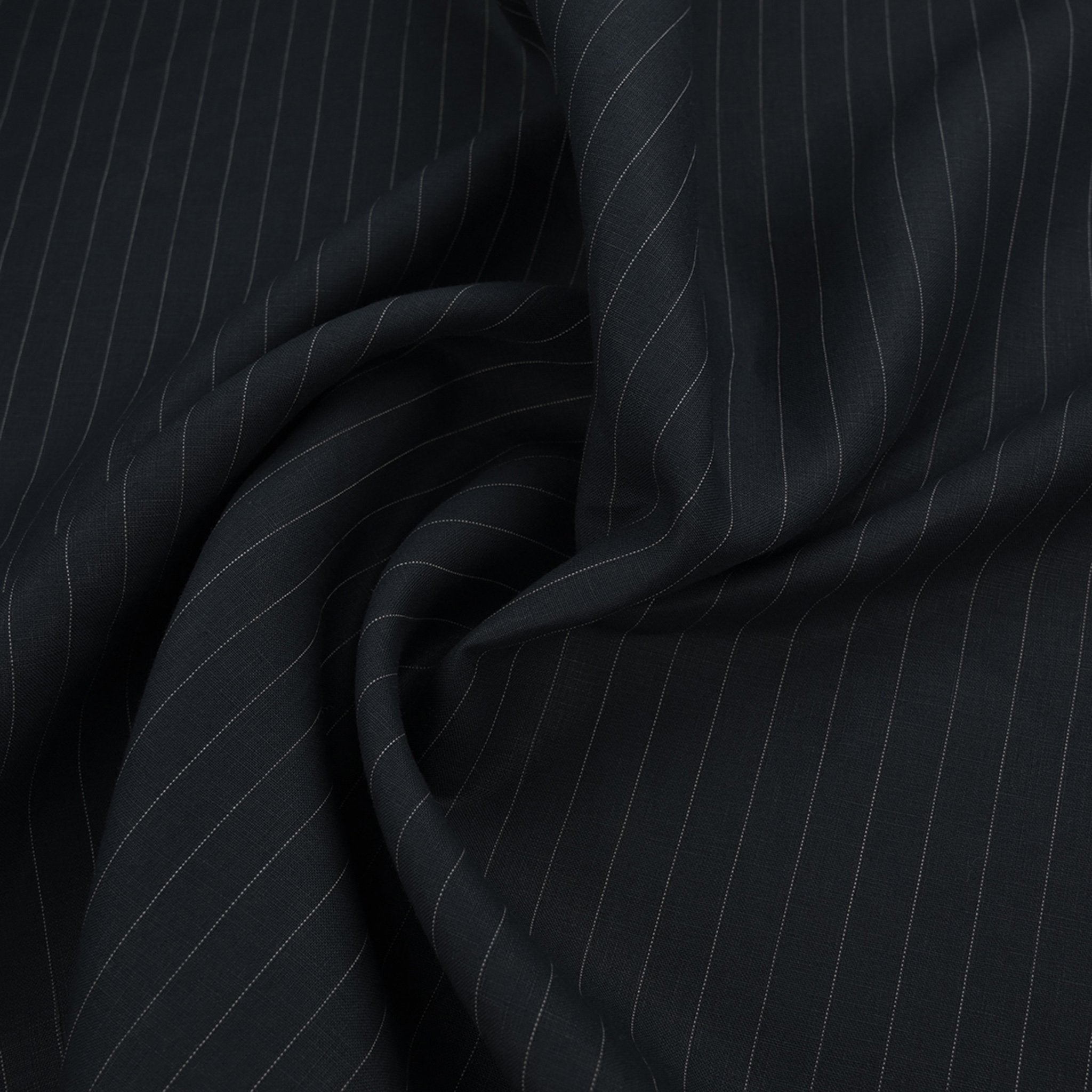 Midnight Pinstripe Linen Fabric 97573