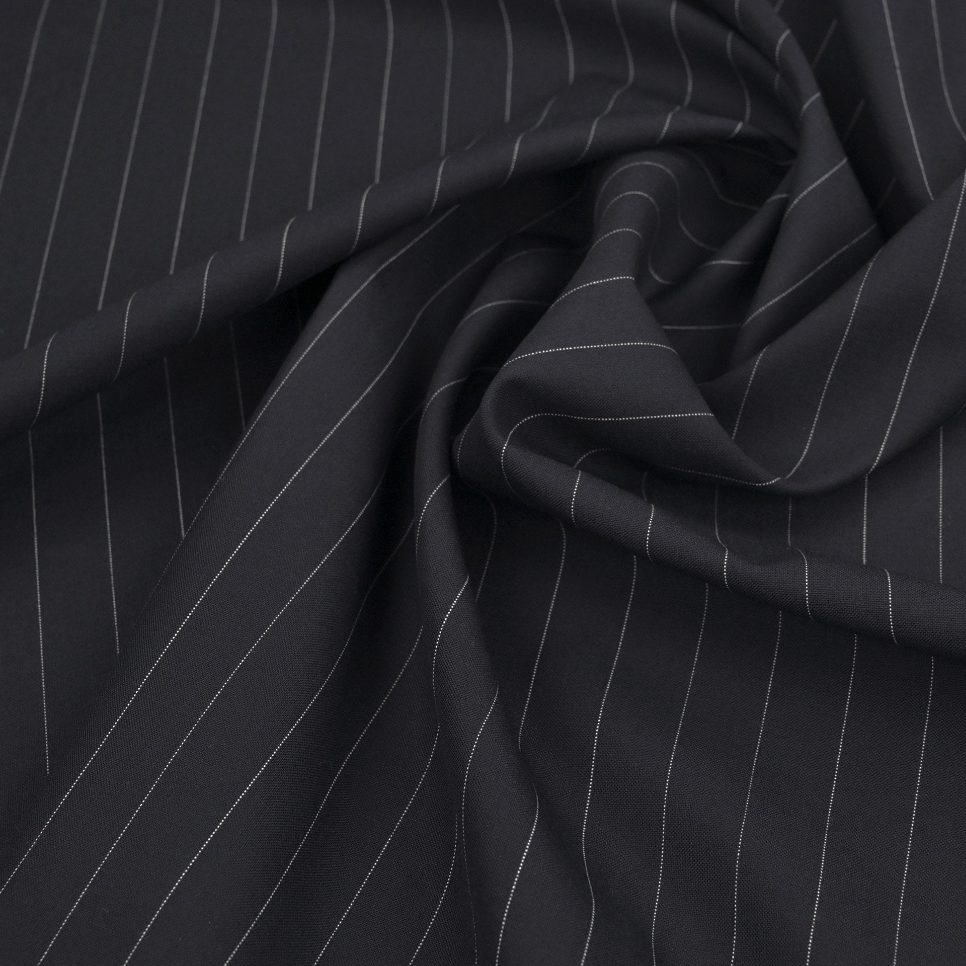 Midnight Pinstripe Suiting Fabric 840