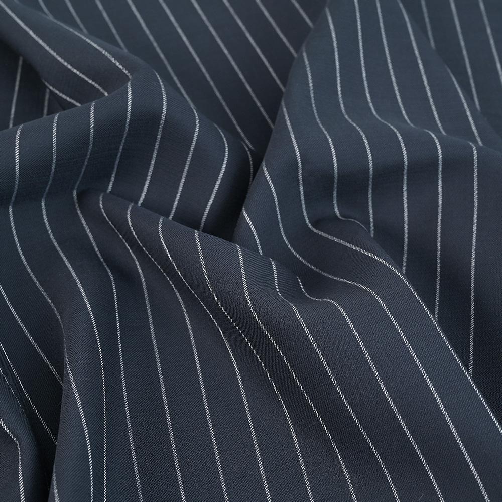 Navy Chalk-stripe Suiting Fabric 2247