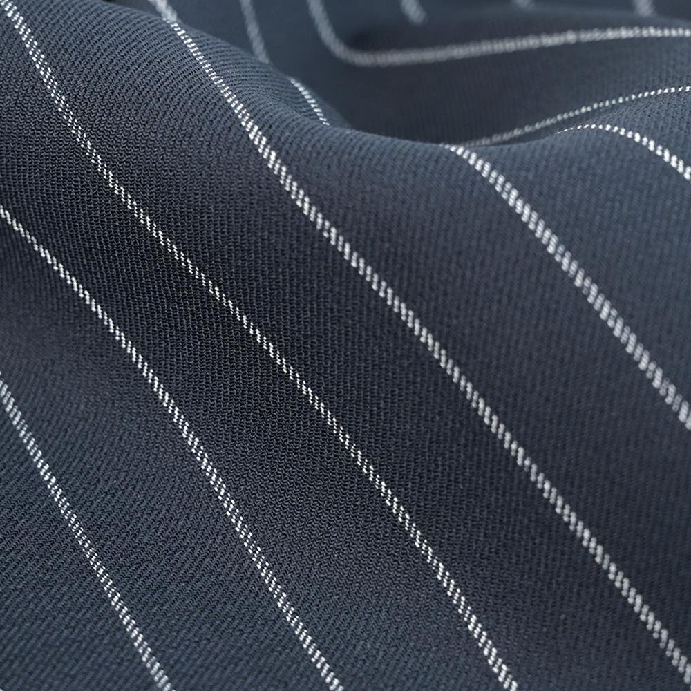 Navy Chalk-stripe Suiting Fabric 2247