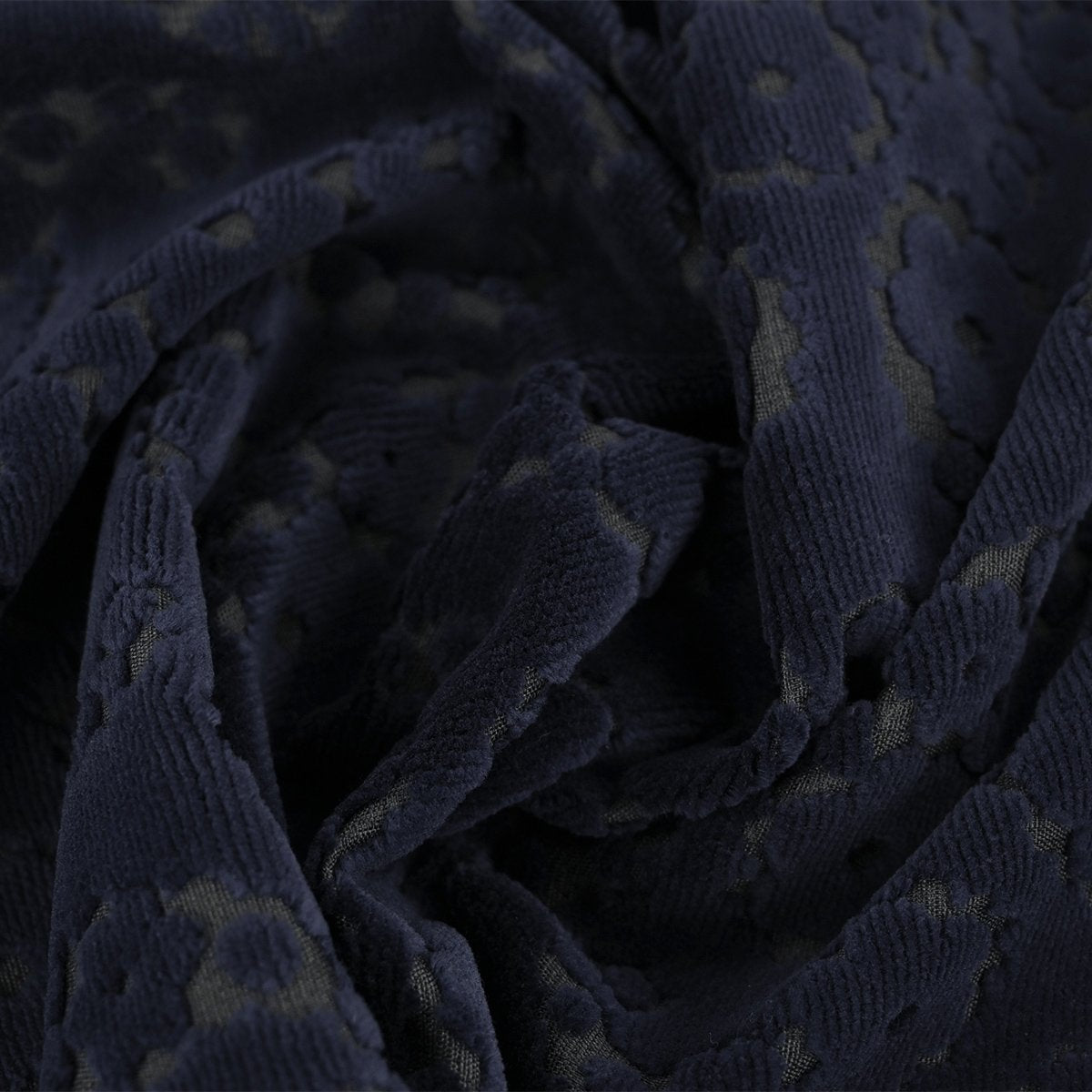 Navy Floral Velvet Fabric 99769