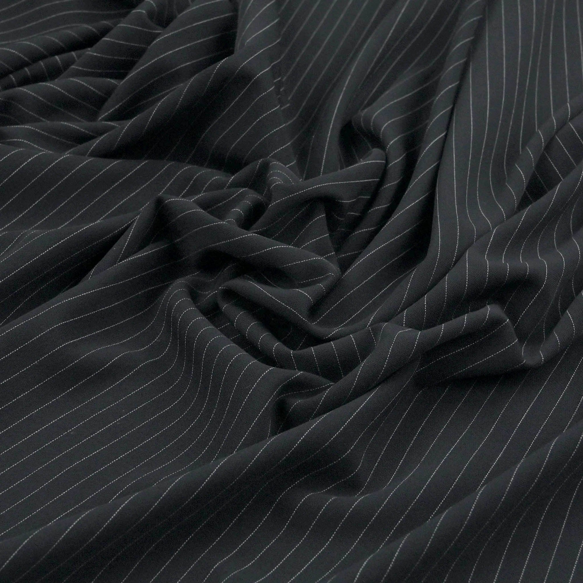 Navy Pinstripe Suiting Fabric 98641