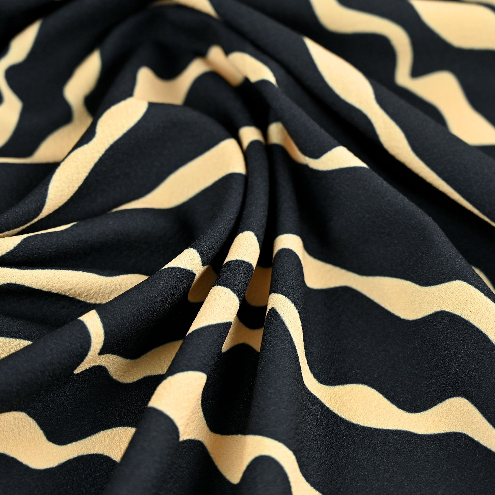 Navy Print Crepe fabric