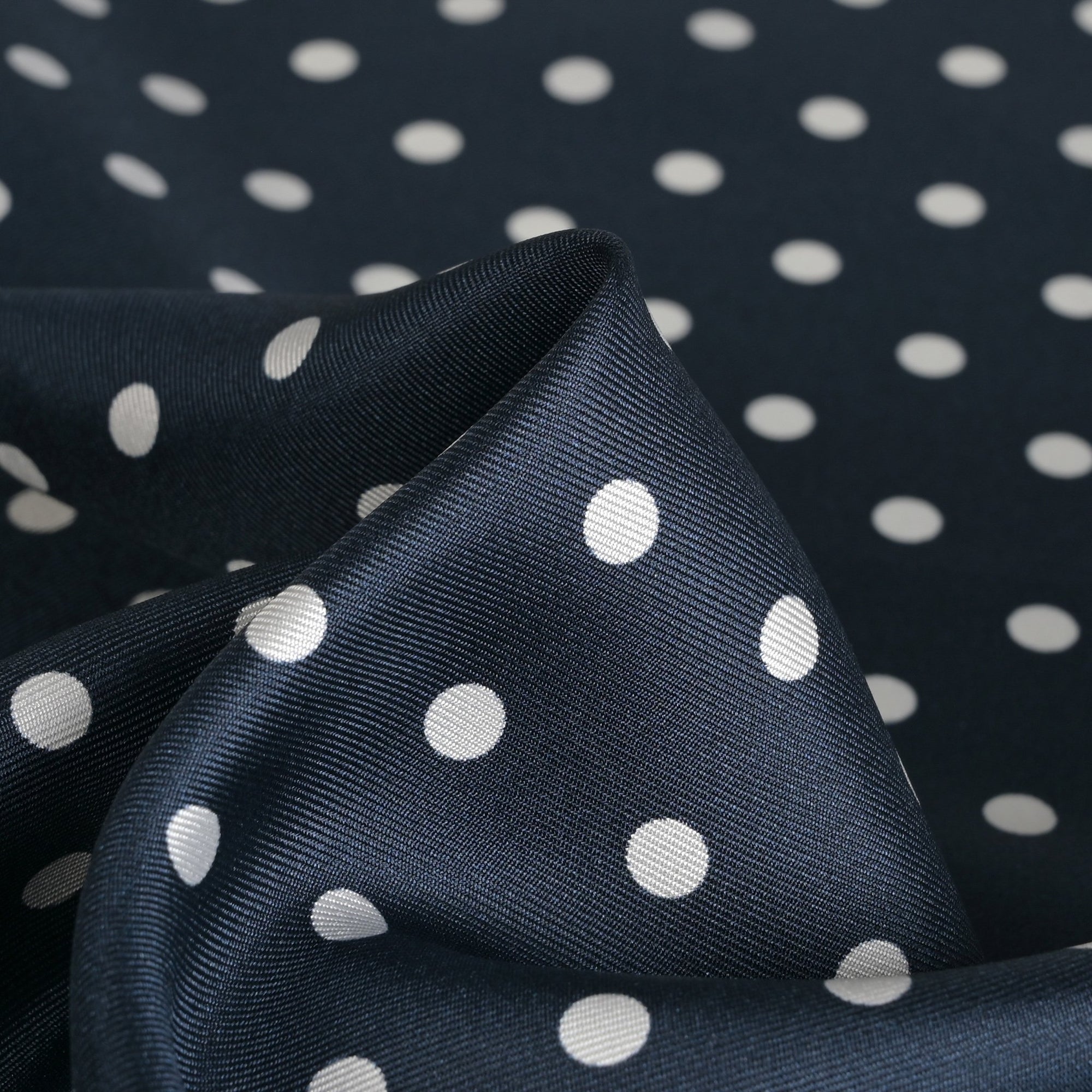 Navy Polka-Dot Satin Fabric 8692