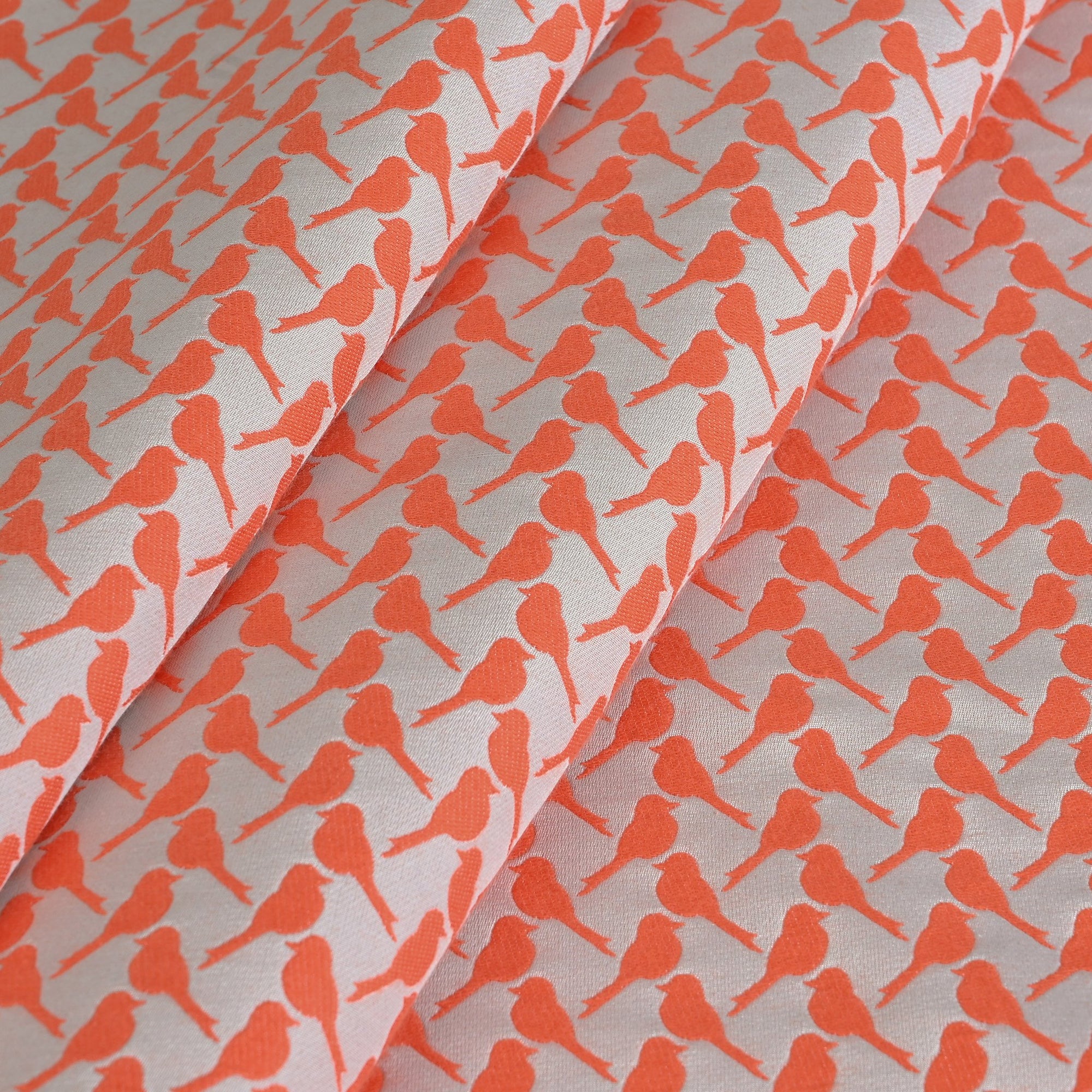 Orange Birds Jacquard Fabric 2075