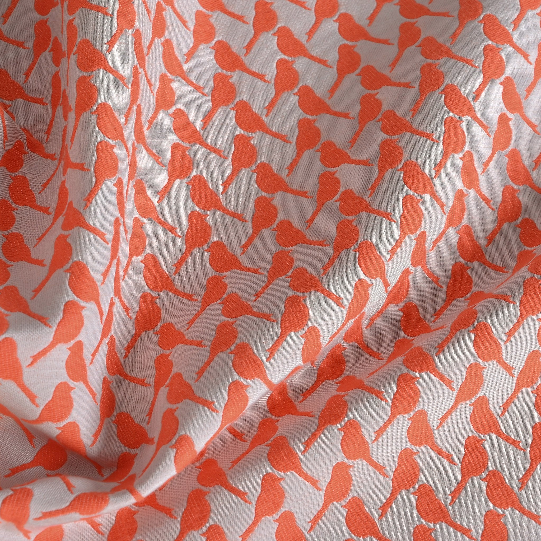 Orange Birds Jacquard Fabric 2075