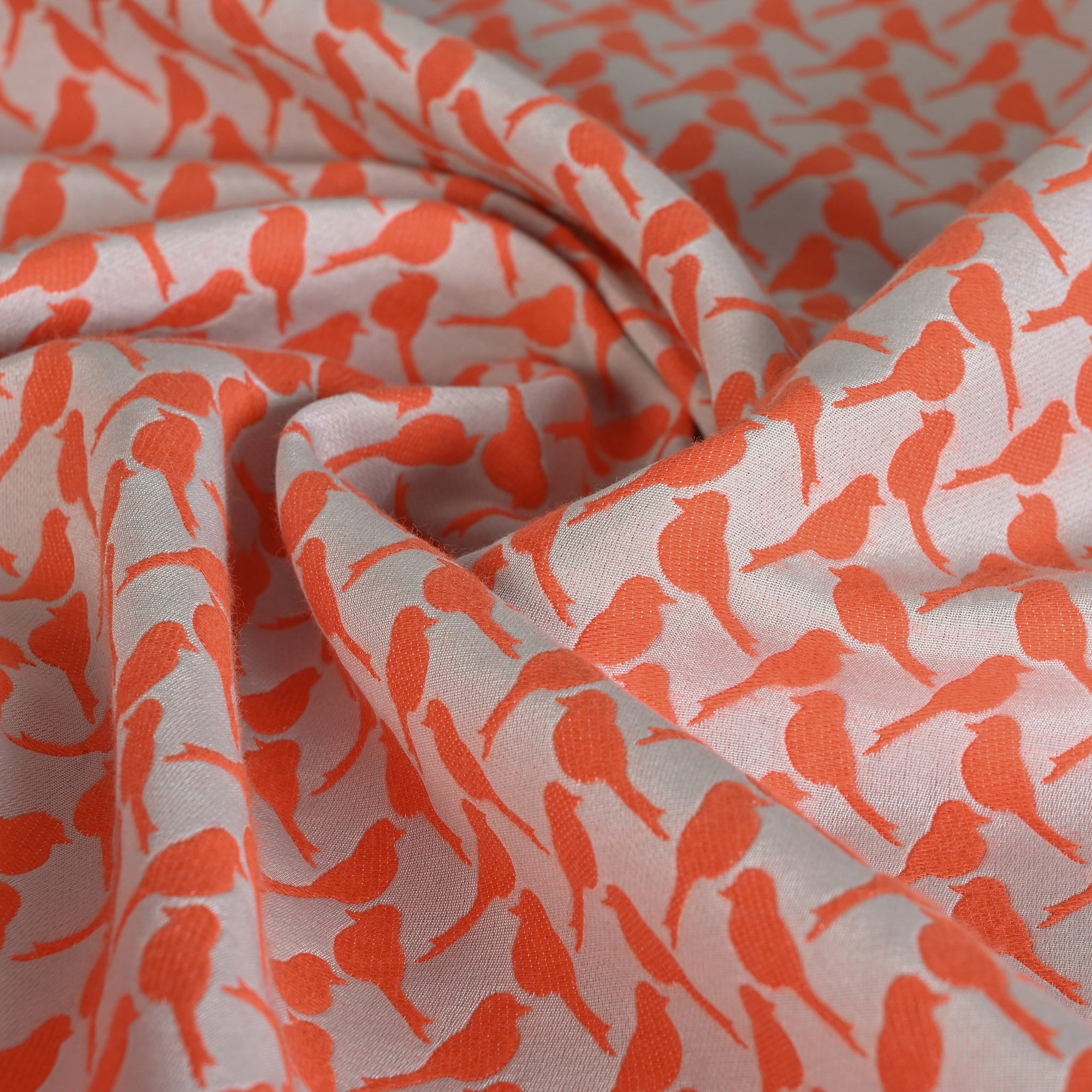 Orange Birds Jacquard Fabric 2075