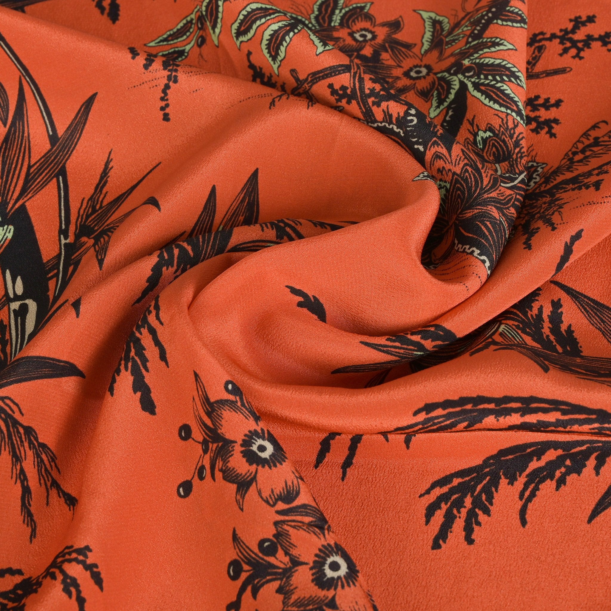 Orange Printed Silk Georgette Fabric 6570