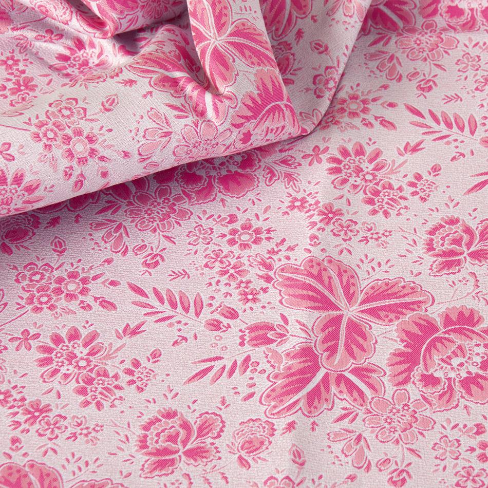 Pink Floral Jacquard 2068 - Fabrics4Fashion