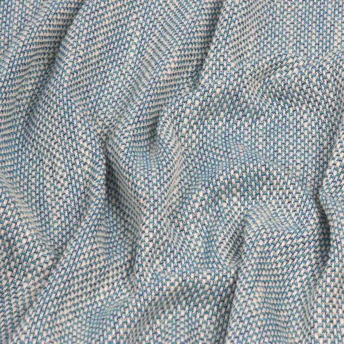 Turquoise &amp; White Cotton Tweed 1178 - Fabrics4Fashion