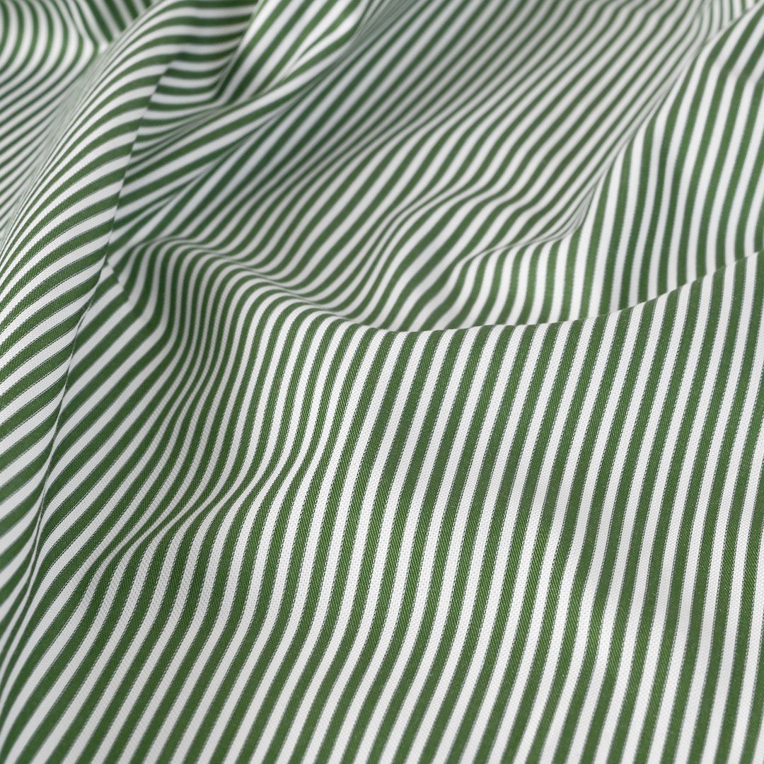 White Green Striped Poplin 2931