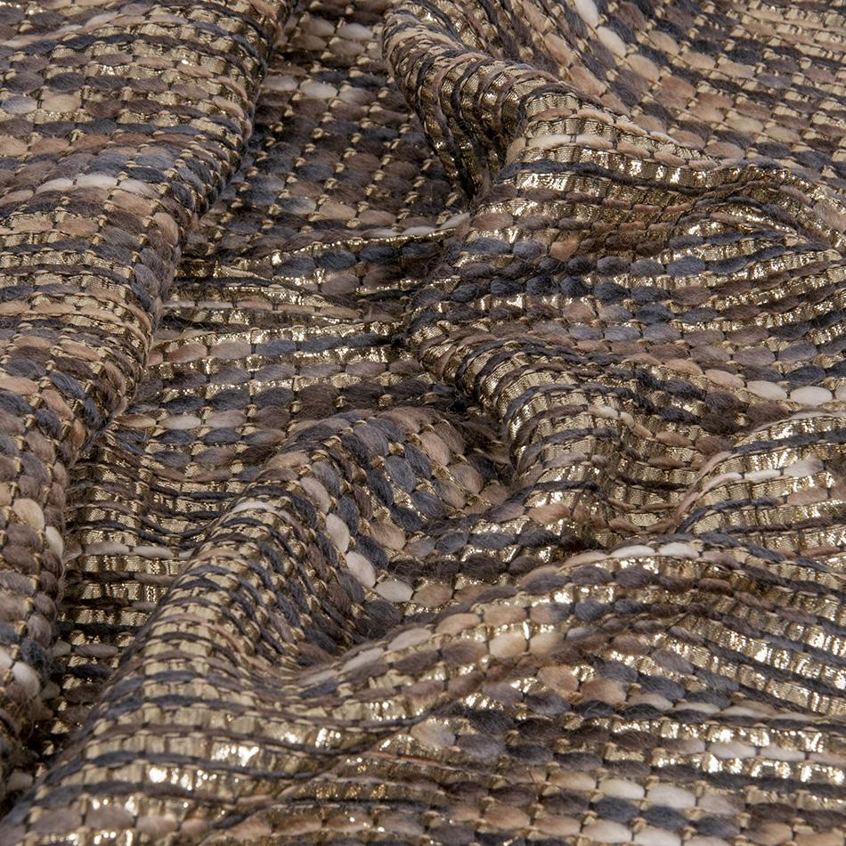 Silk / Wool Gold and Brown Boucle Fabric 220 - Fabrics4Fashion