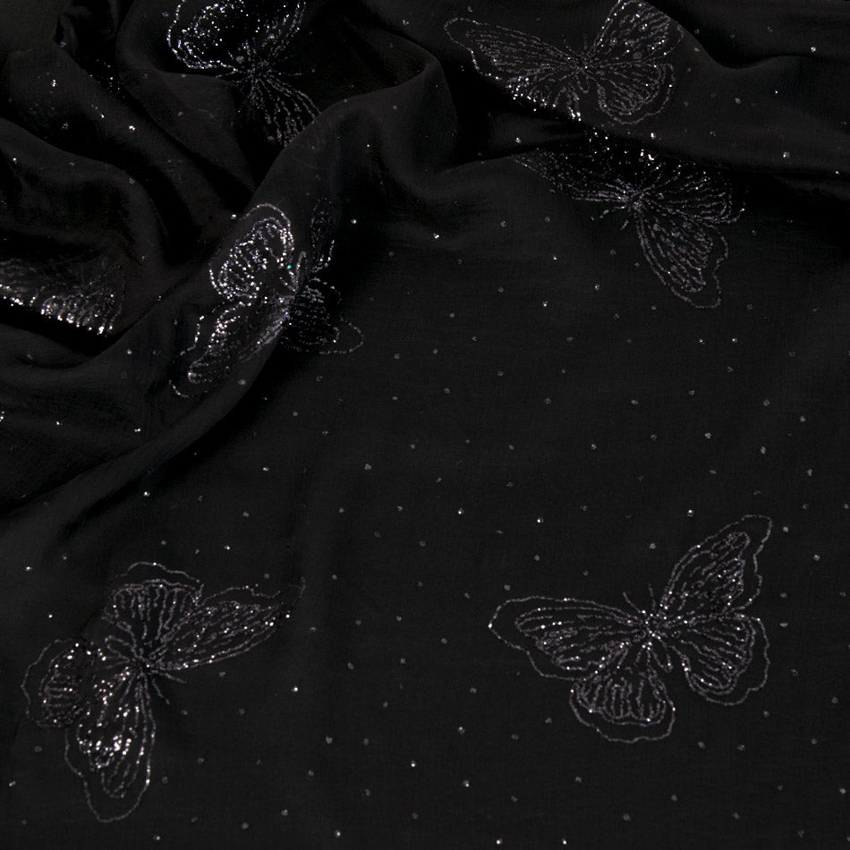 Glitter Butterfly Black Tulle 1567 - Fabrics4Fashion